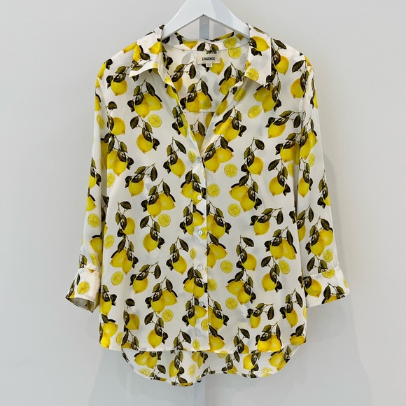L’AGENCE LEMON PRINT SILK TOP SIZE XL NWOTS! - Picture 6 of 17